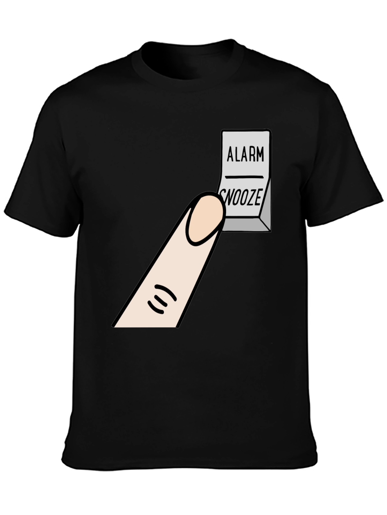 Alarm Snooze Button T-Shirt: Funny Cartoon Tee