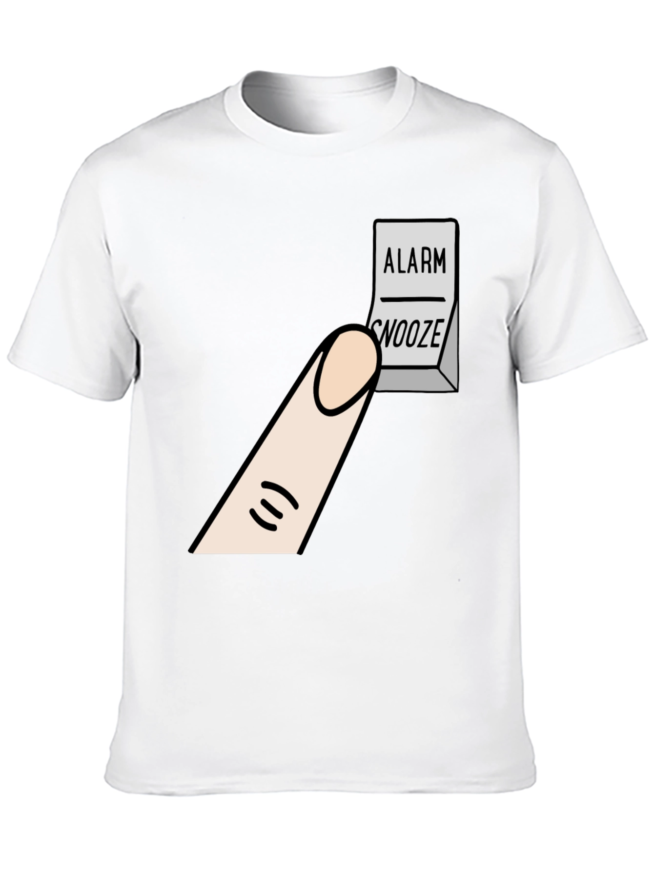 Alarm Snooze Button T-Shirt: Funny Cartoon Tee