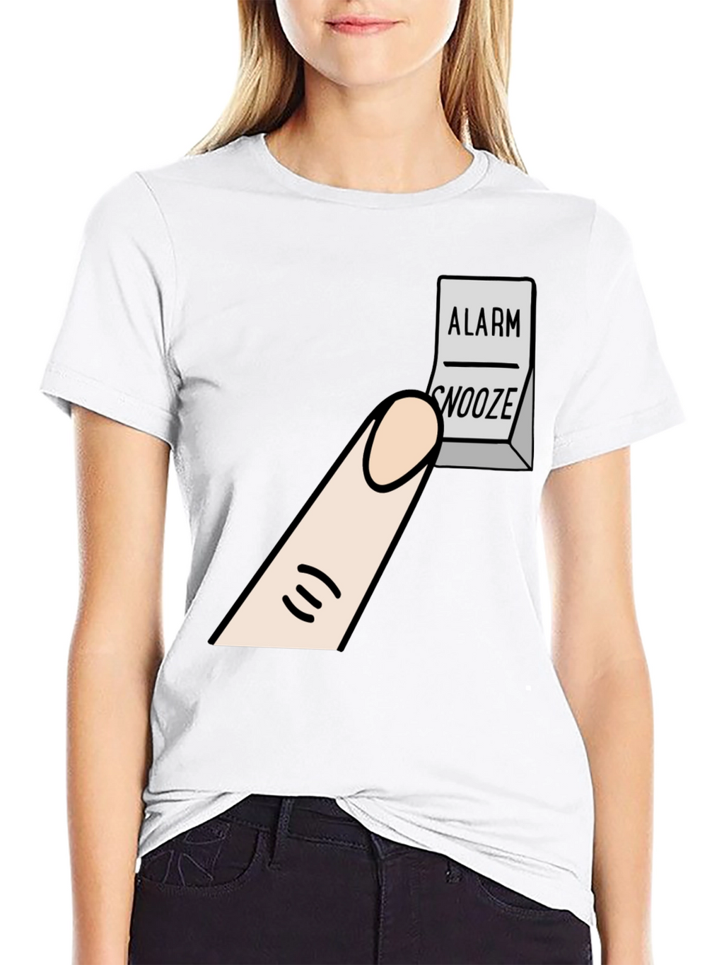 Alarm Snooze Button T-Shirt: Funny Cartoon Tee