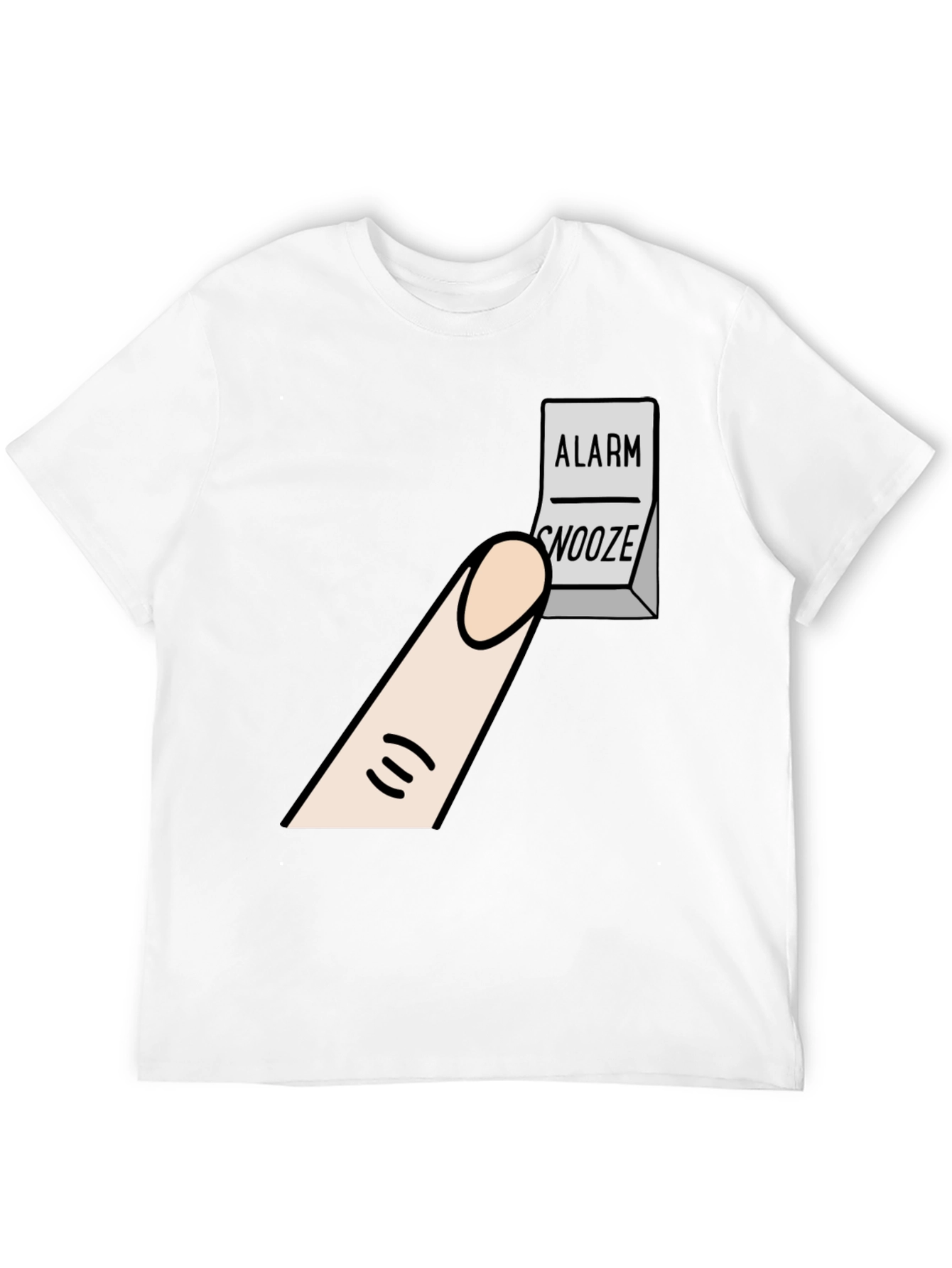 Alarm Snooze Button T-Shirt: Funny Cartoon Tee