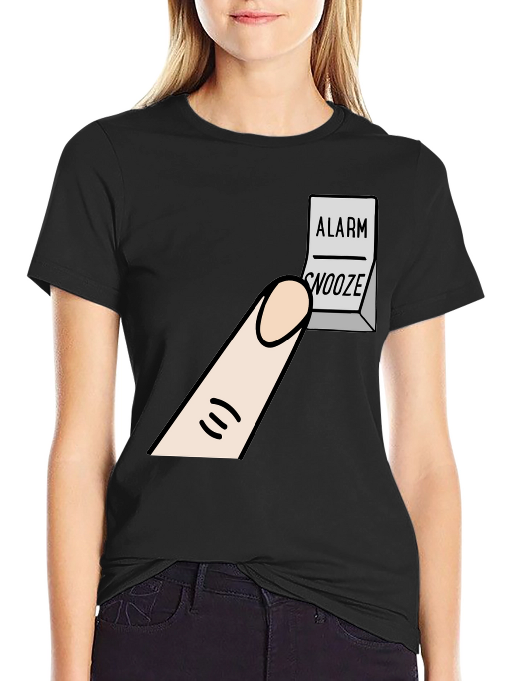 Alarm Snooze Button T-Shirt: Funny Cartoon Tee