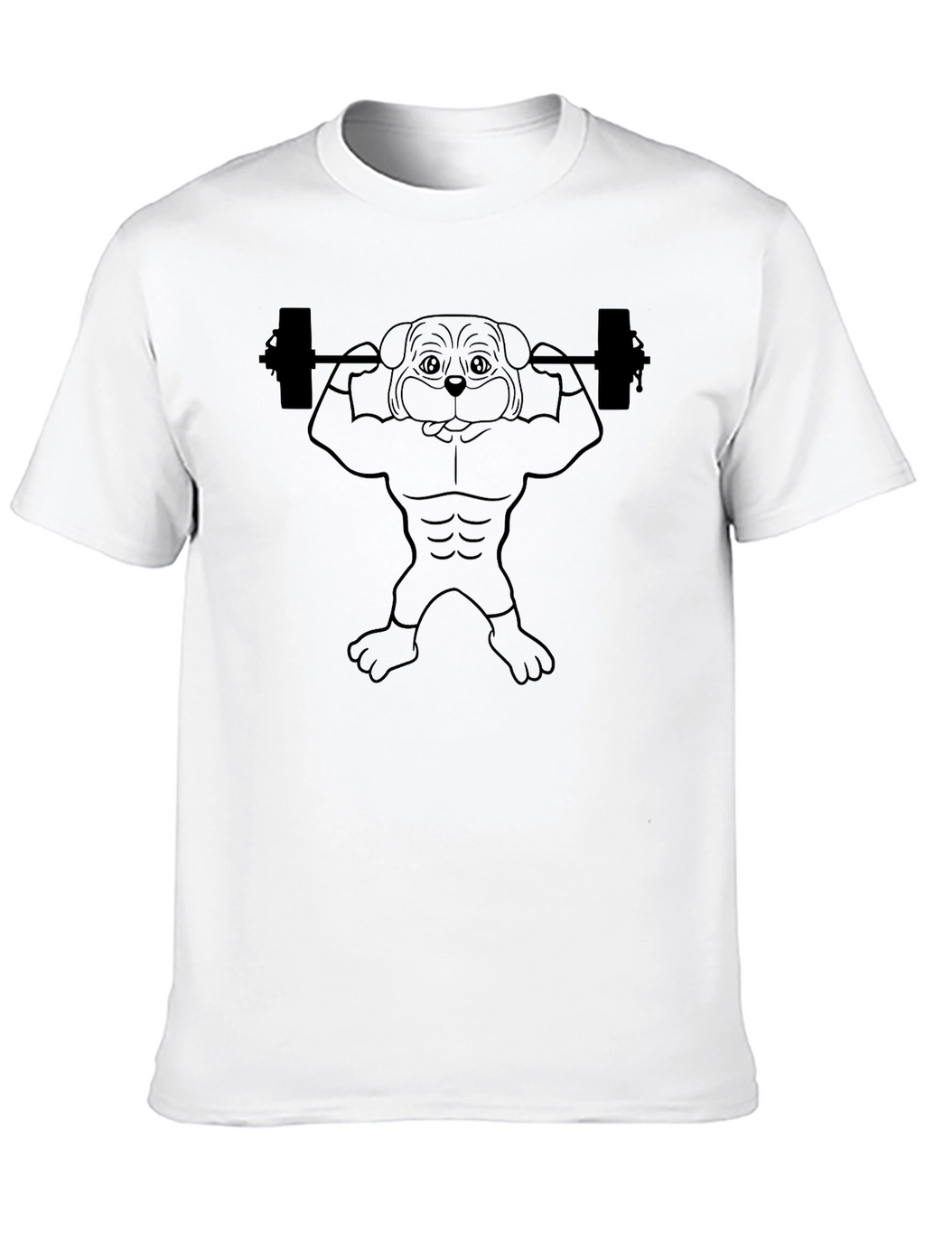 Funny Dog Lifting Weights Graphic T-Shirt