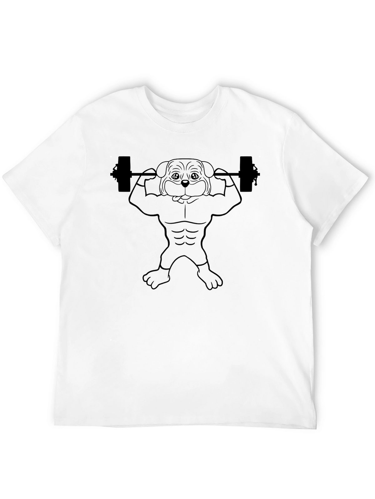 Funny Dog Lifting Weights Graphic T-Shirt