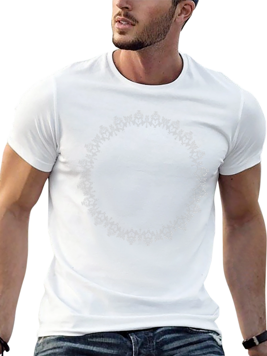 Mens Black T-Shirt with Ornamental Circle Design