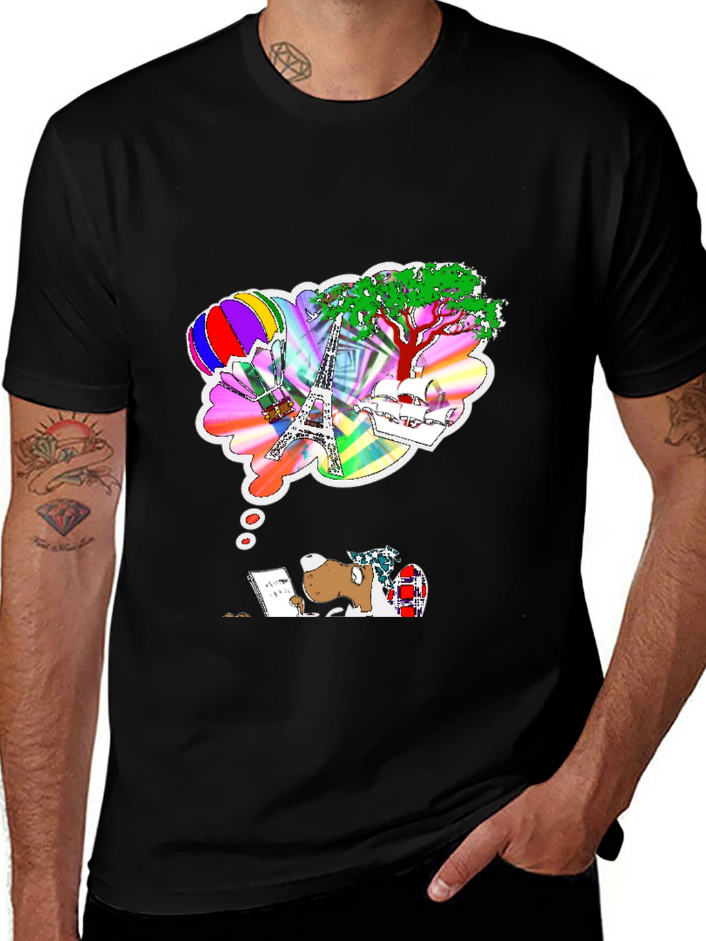 Dreamy Writer Graphic Tee - Eiffel Tower Balloon
