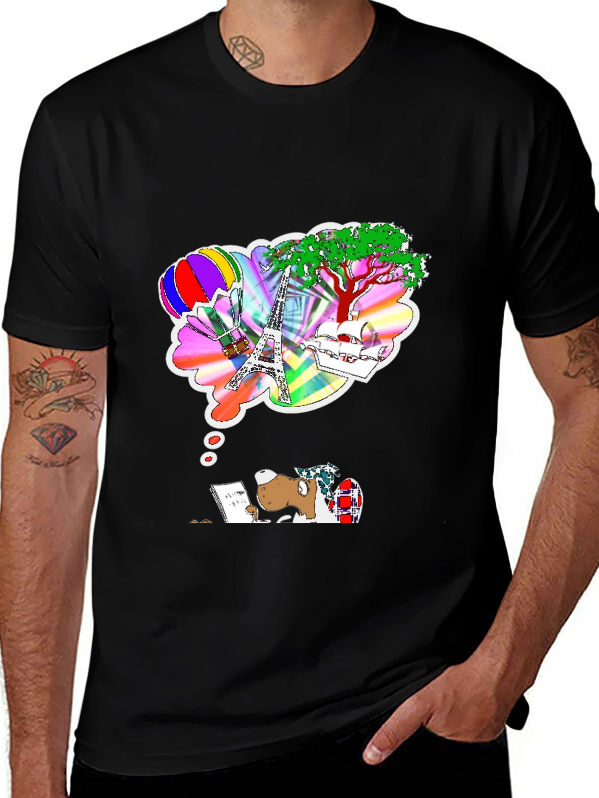 Dreamy Writer Graphic Tee - Eiffel Tower Balloon
