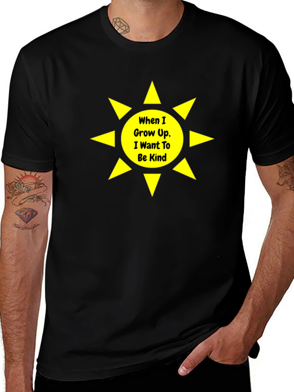 Be Kind T-Shirt - Black Crew Neck Graphic Tee