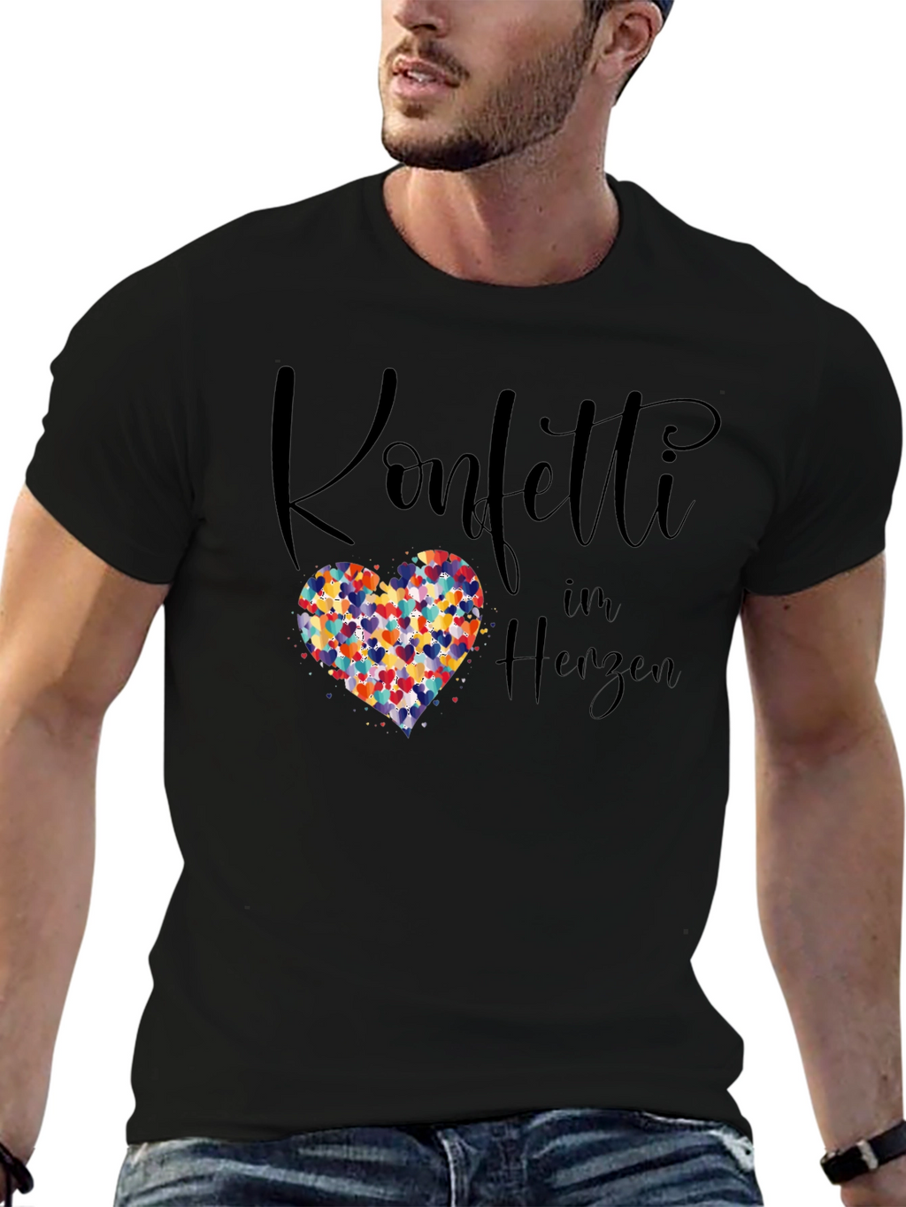 Confetti Heart Graphic Tee - Unisex Cotton T-Shirt
