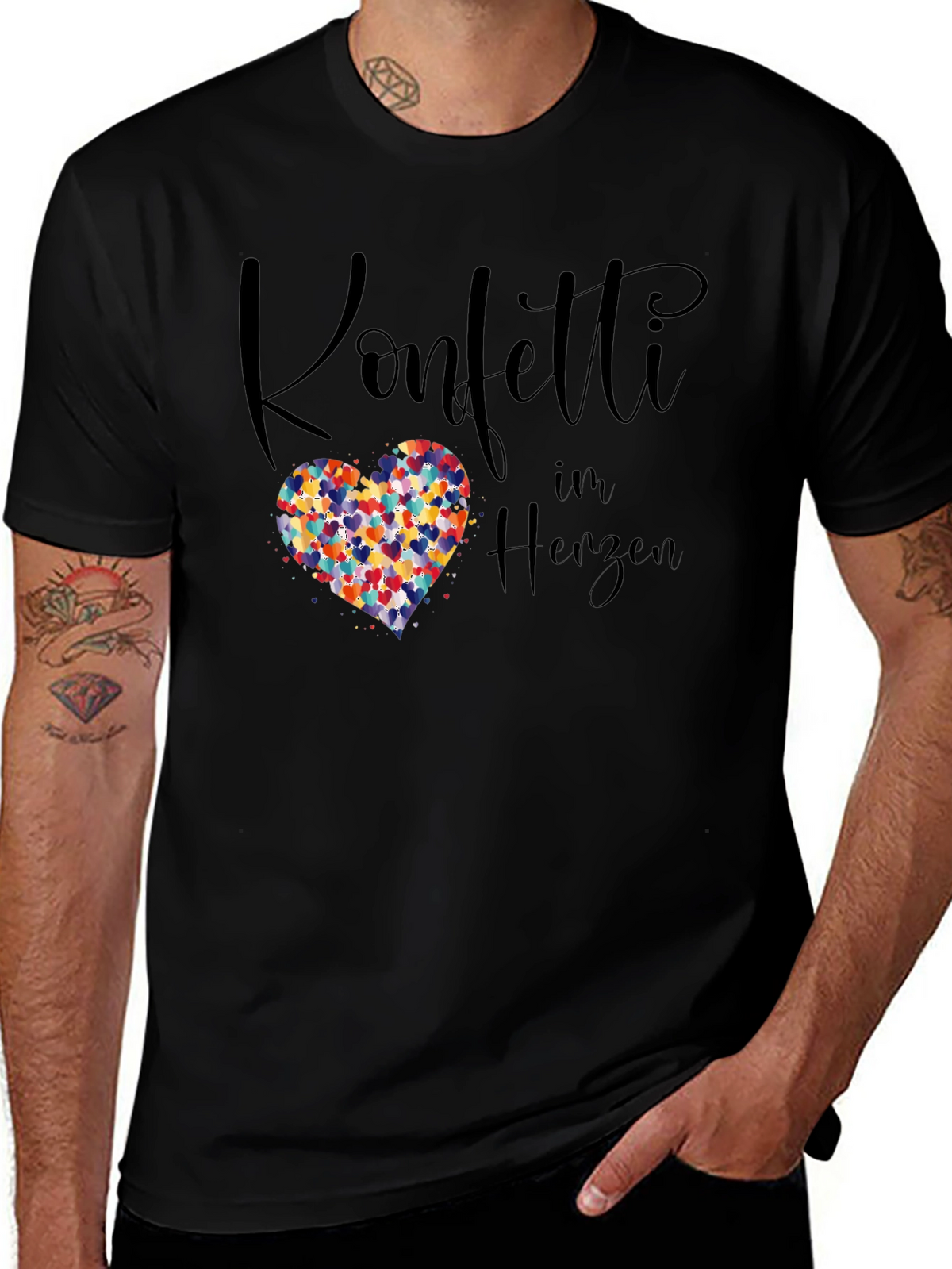 Confetti Heart Graphic Tee - Unisex Cotton T-Shirt