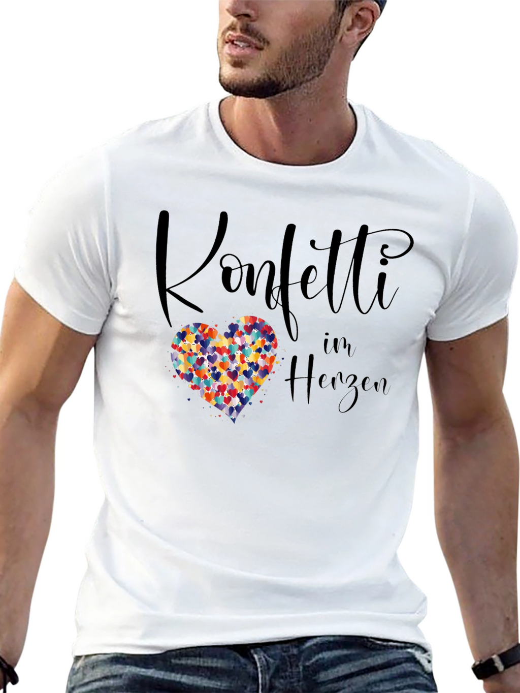Confetti Heart Graphic Tee - Unisex Cotton T-Shirt
