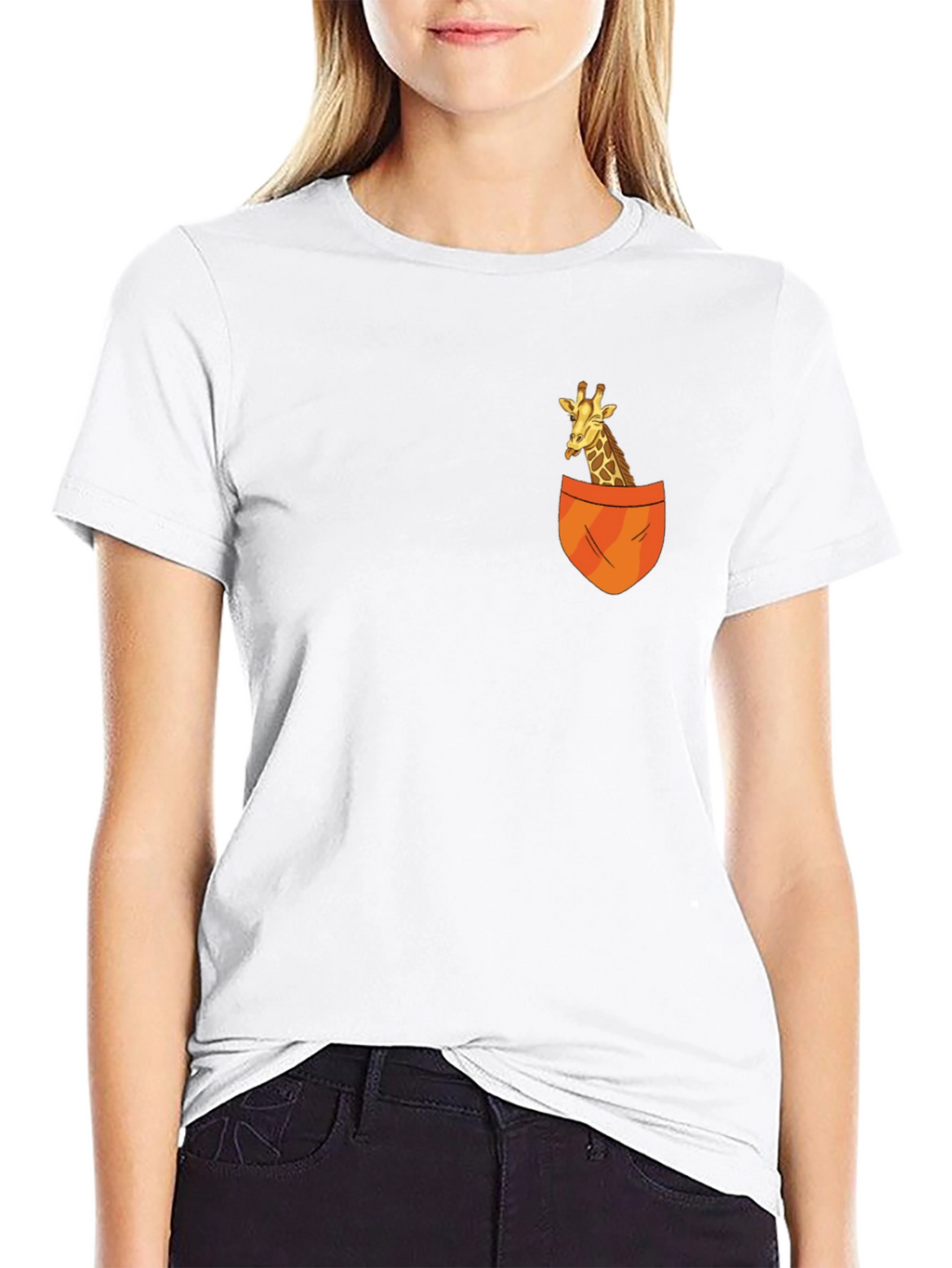 Giraffe Pocket T-Shirt - Novelty Animal Tee