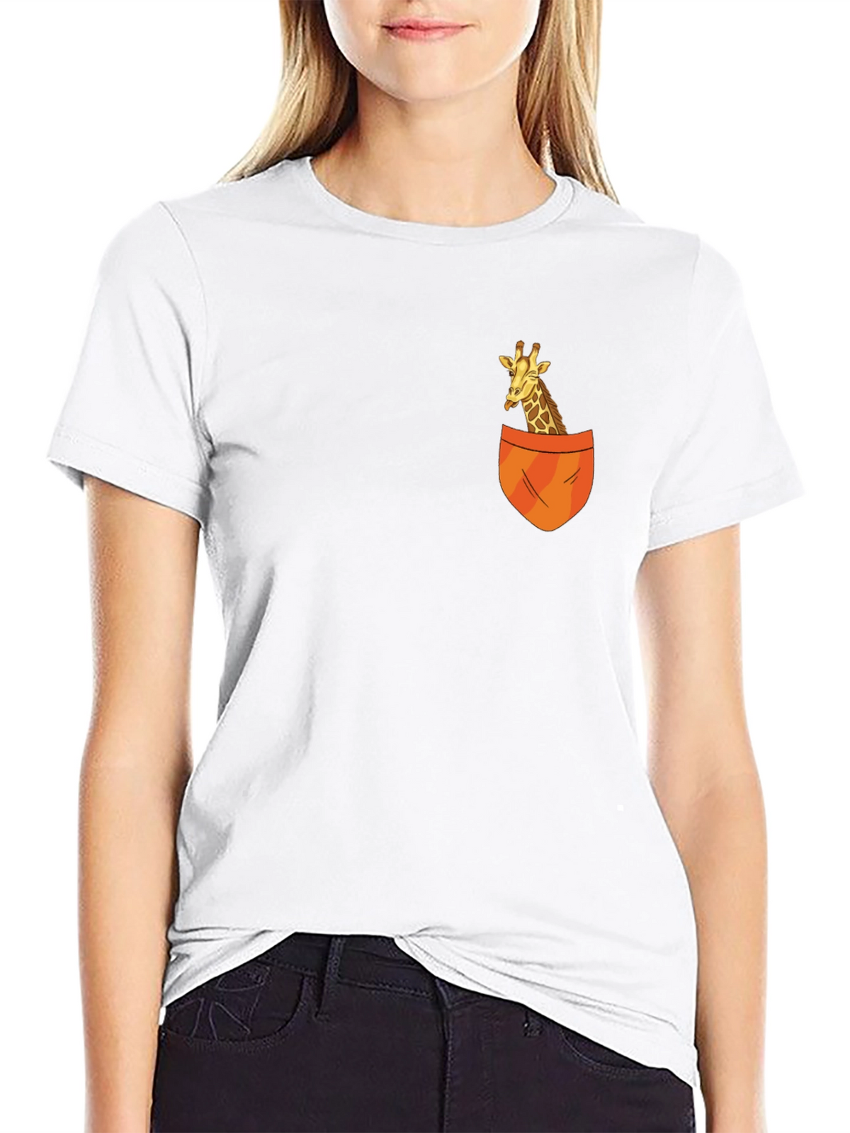 Giraffe Pocket T-Shirt - Novelty Animal Tee