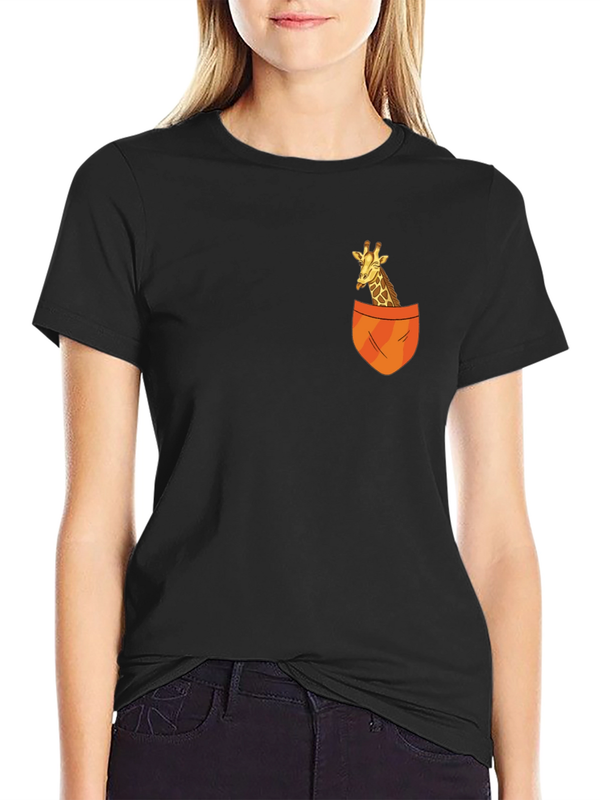 Giraffe Pocket T-Shirt - Novelty Animal Tee