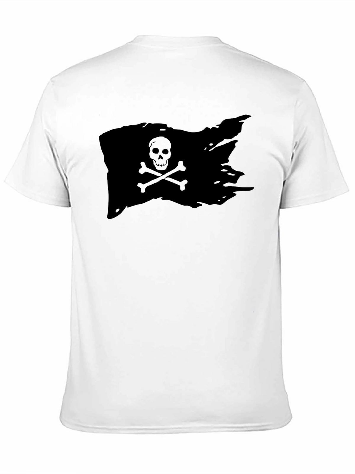 Black Pirate Flag T-Shirt Skull Bones Graphic Tee