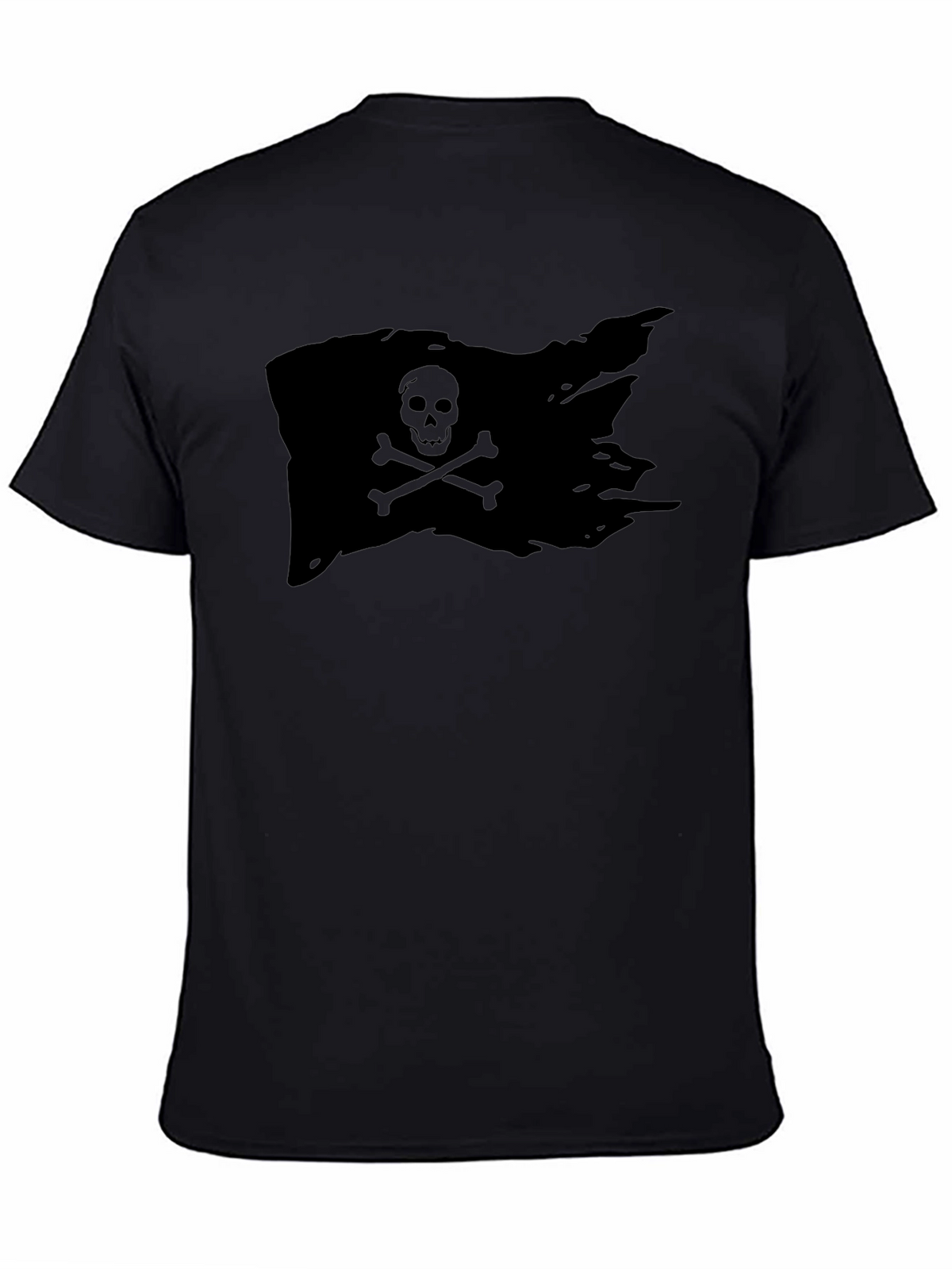 Black Pirate Flag T-Shirt Skull Bones Graphic Tee