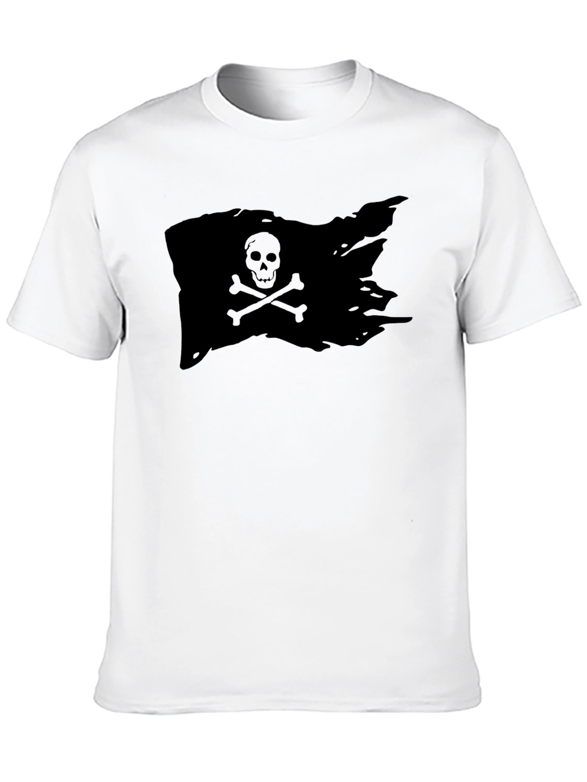 Black Pirate Flag T-Shirt Skull Bones Graphic Tee