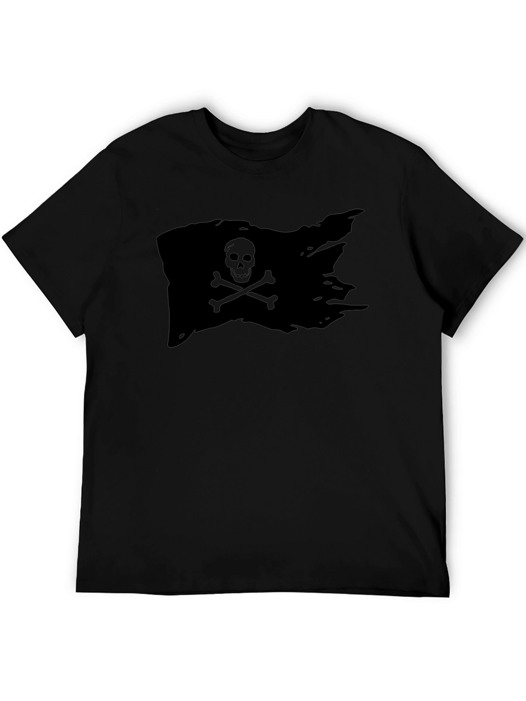 Black Pirate Flag T-Shirt Skull Bones Graphic Tee