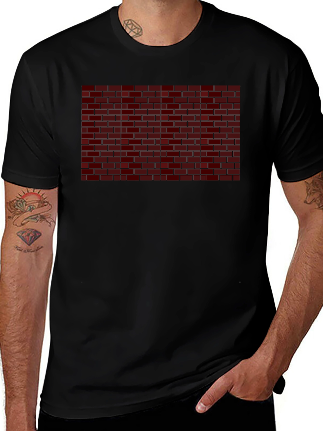 Brick Wall Graphic Print T-Shirt
