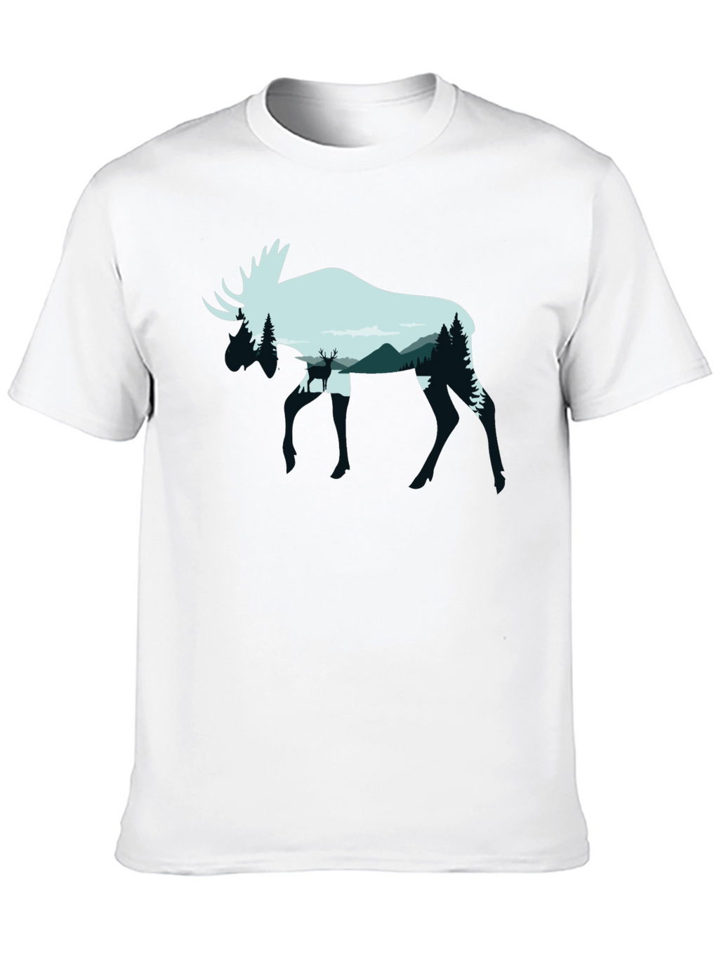 Moose Silhouette Graphic Tee - Nature Lovers Shirt