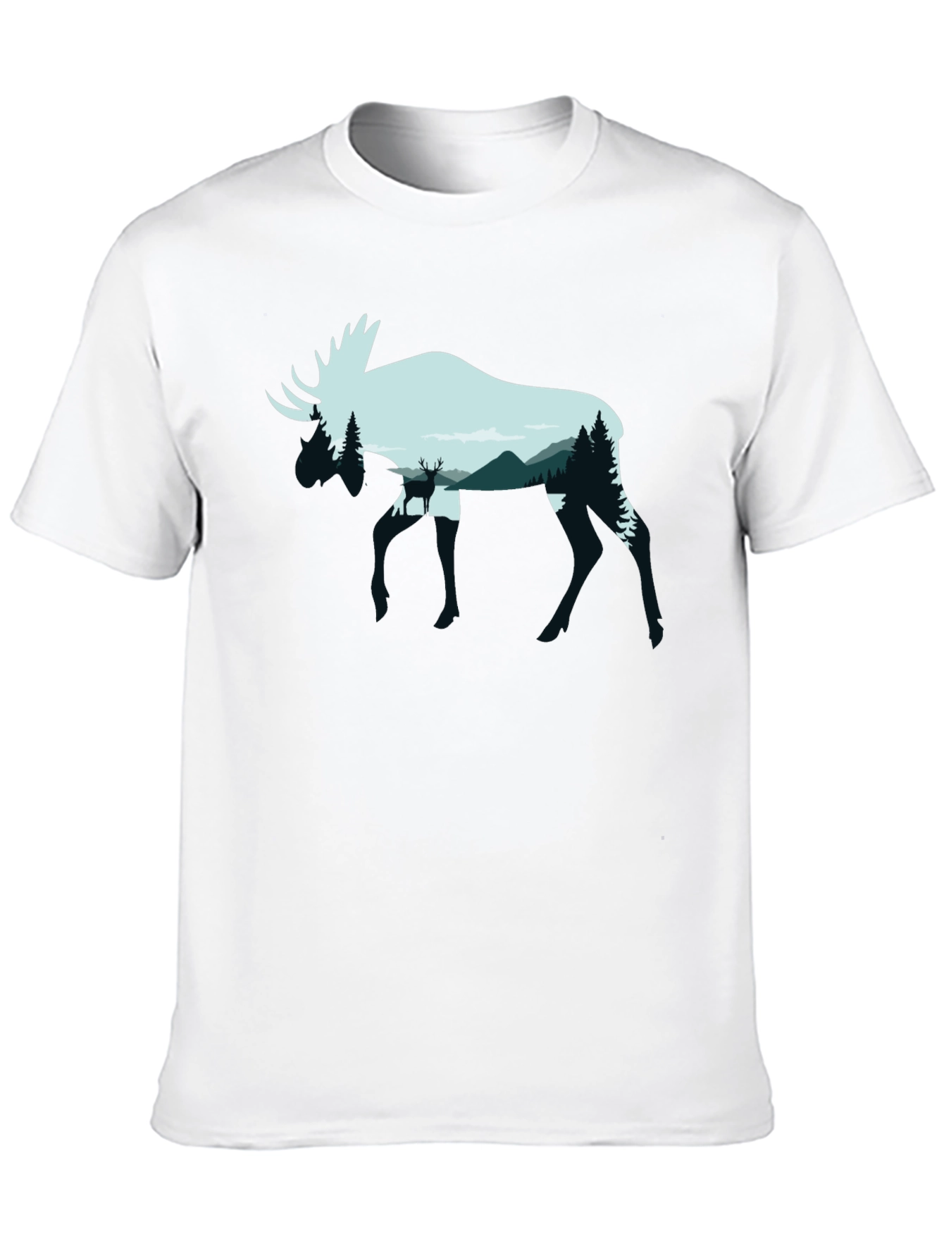 Moose Silhouette Graphic Tee - Nature Lovers Shirt