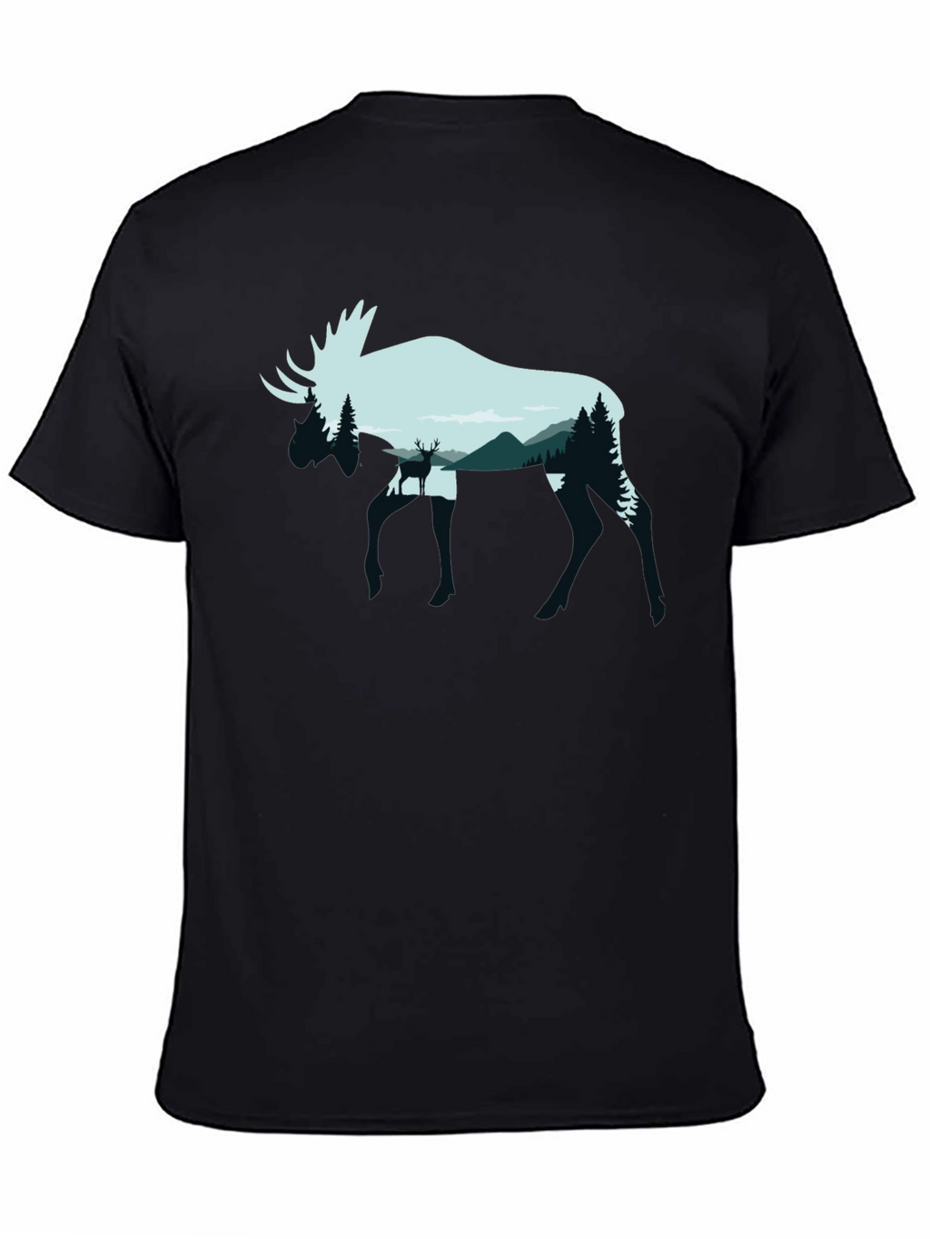 Moose Silhouette Graphic Tee - Nature Lovers Shirt