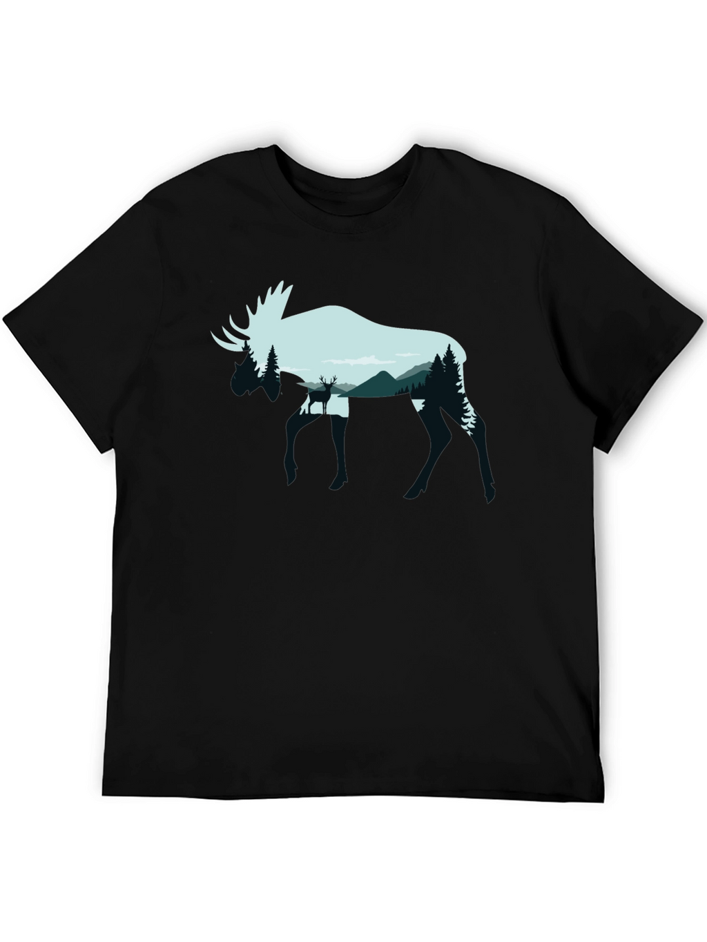 Moose Silhouette Graphic Tee - Nature Lovers Shirt