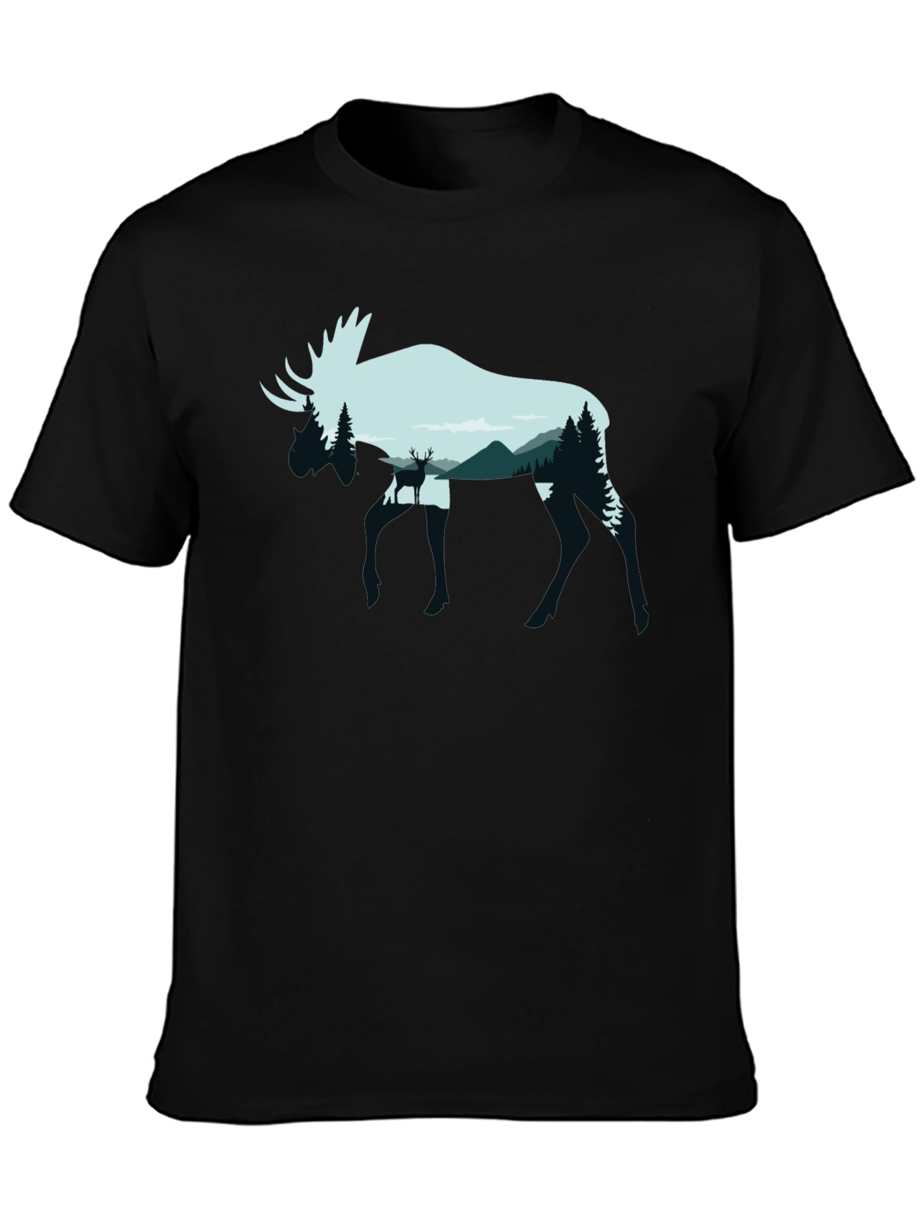 Moose Silhouette Graphic Tee - Nature Lovers Shirt