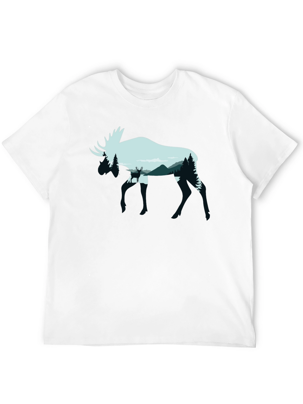 Moose Silhouette Graphic Tee - Nature Lovers Shirt