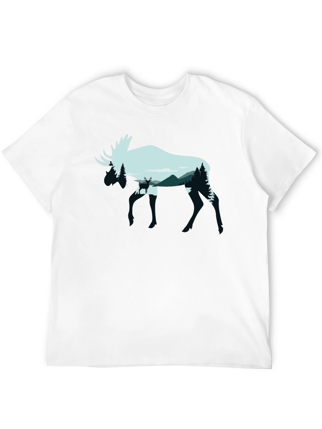 Moose Silhouette Graphic Tee - Nature Lovers Shirt