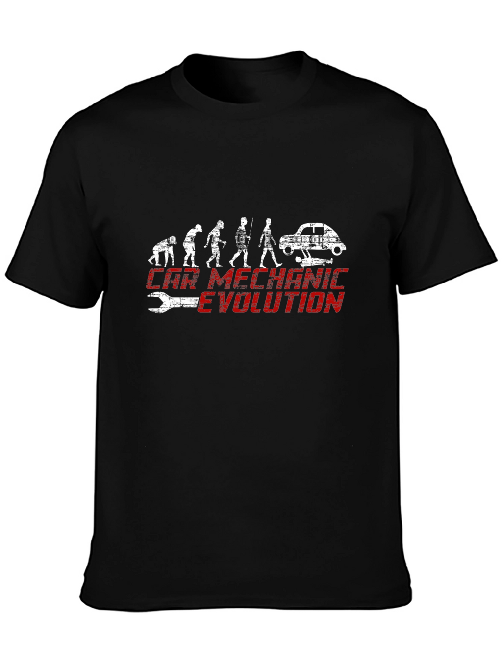 Car Mechanic Evolution Black Graphic Tee