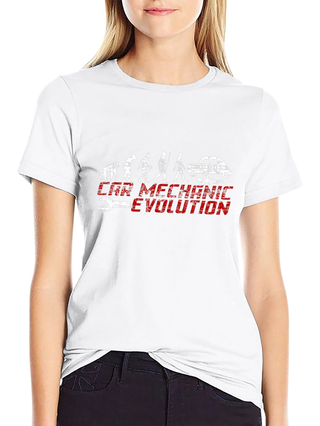Car Mechanic Evolution Black Graphic Tee