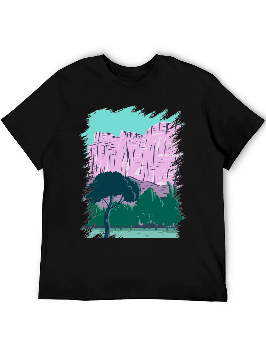 Nature Scene Graphic Tee - Black