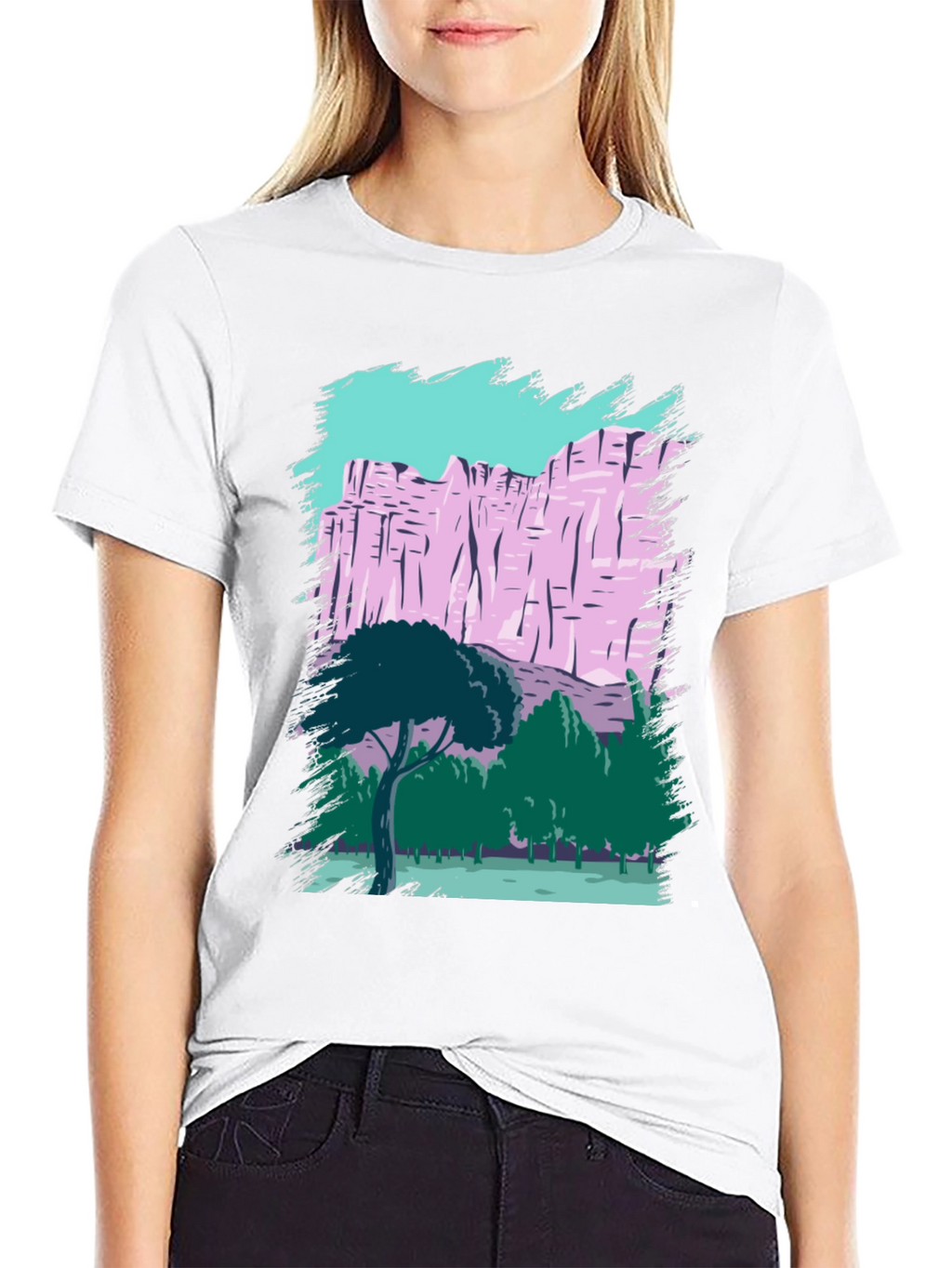 Nature Scene Graphic Tee - Black