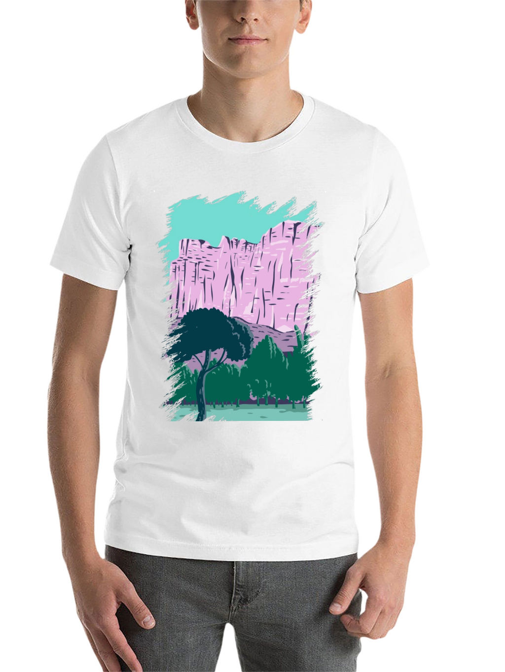 Nature Scene Graphic Tee - Black