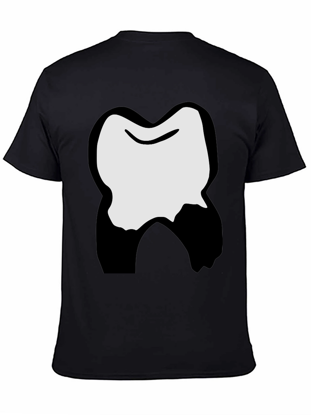 Funny Cartoon Tooth Graphic Black T-Shirt