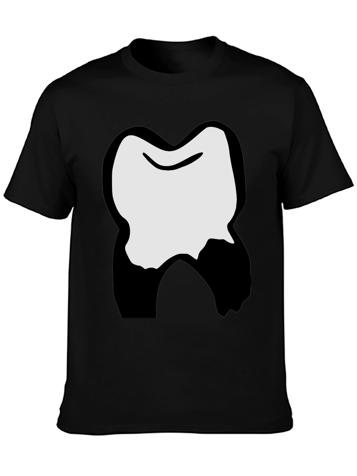 Funny Cartoon Tooth Graphic Black T-Shirt