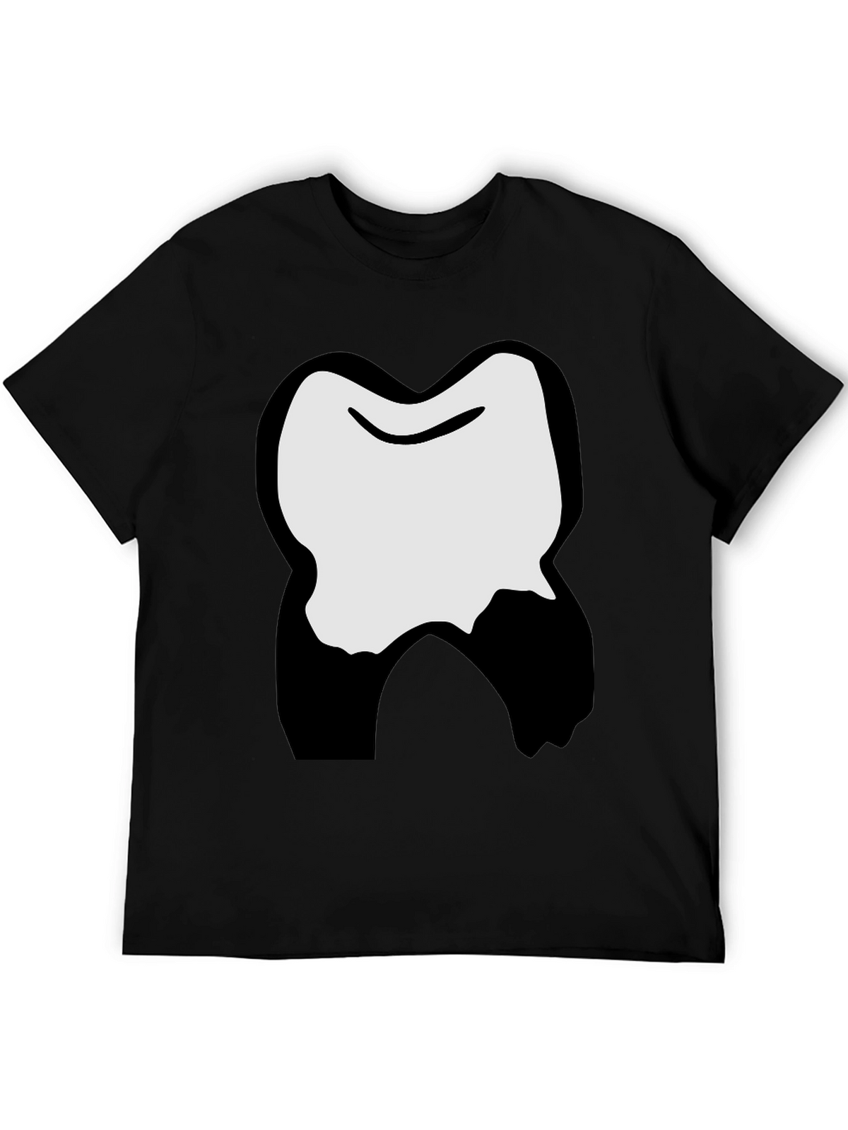 Funny Cartoon Tooth Graphic Black T-Shirt