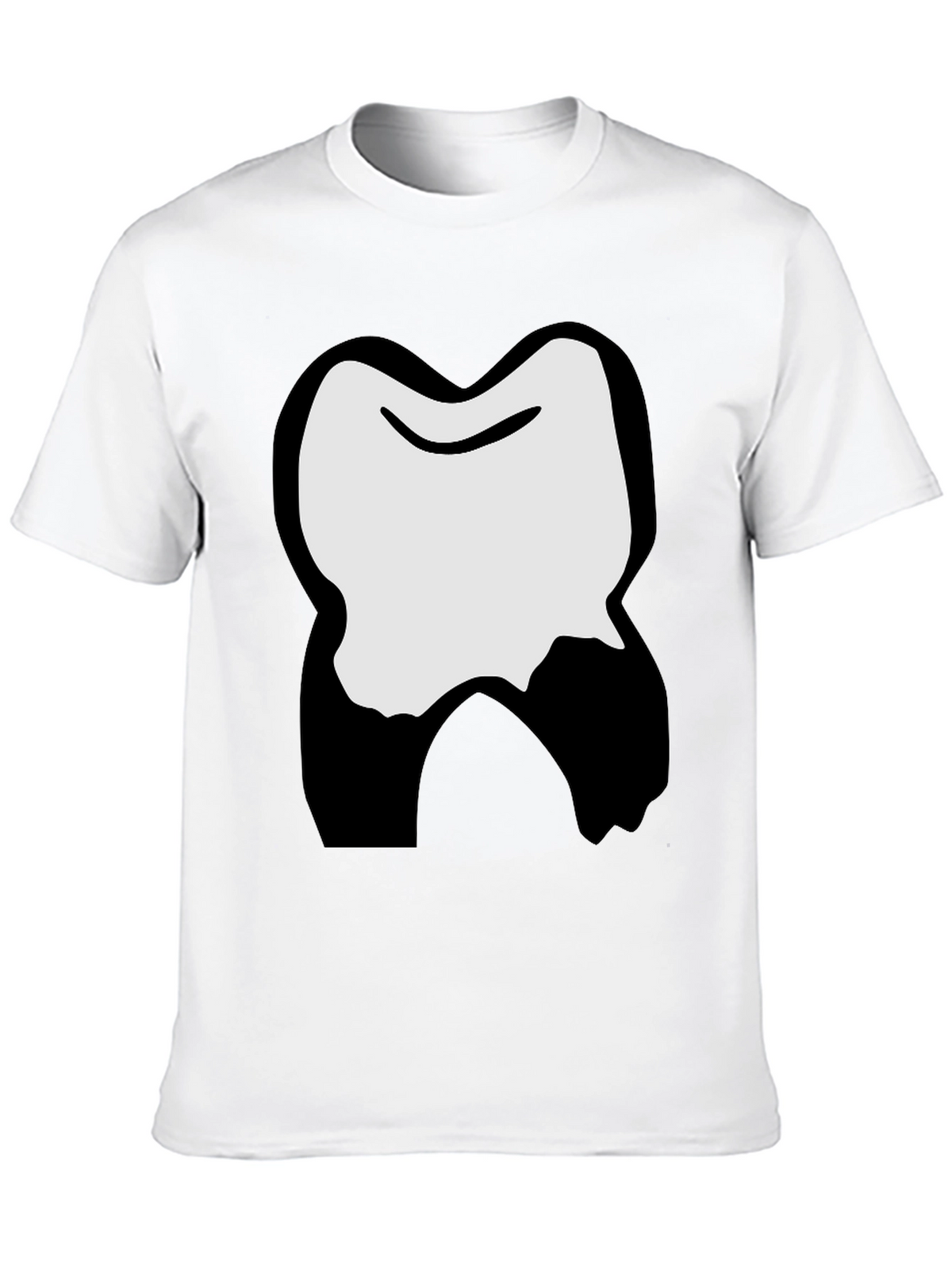 Funny Cartoon Tooth Graphic Black T-Shirt