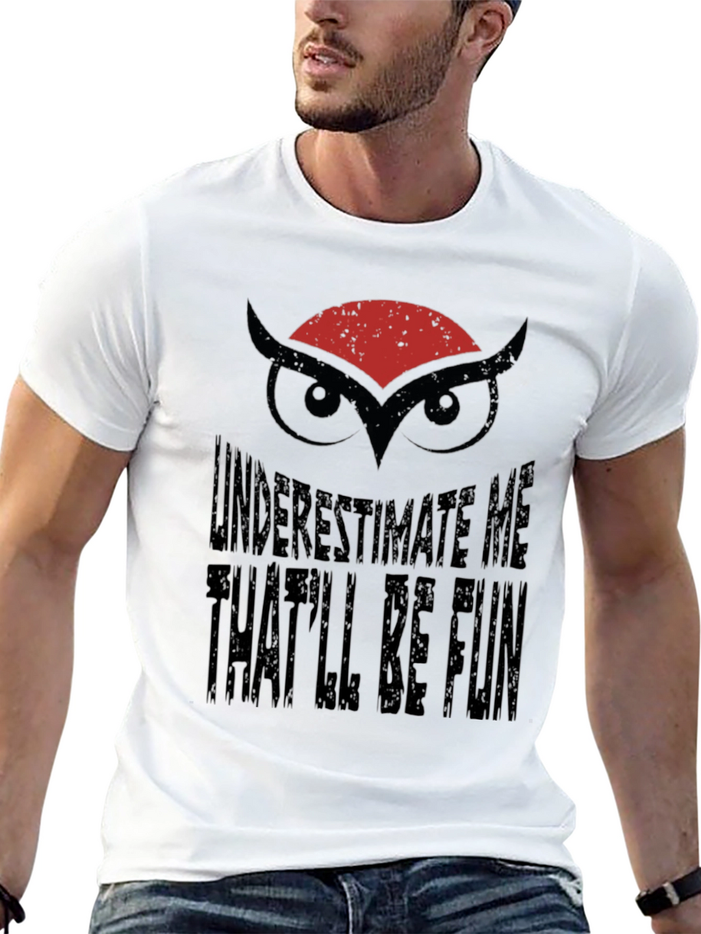 Underestimate Me Owl Graphic Black T-Shirt