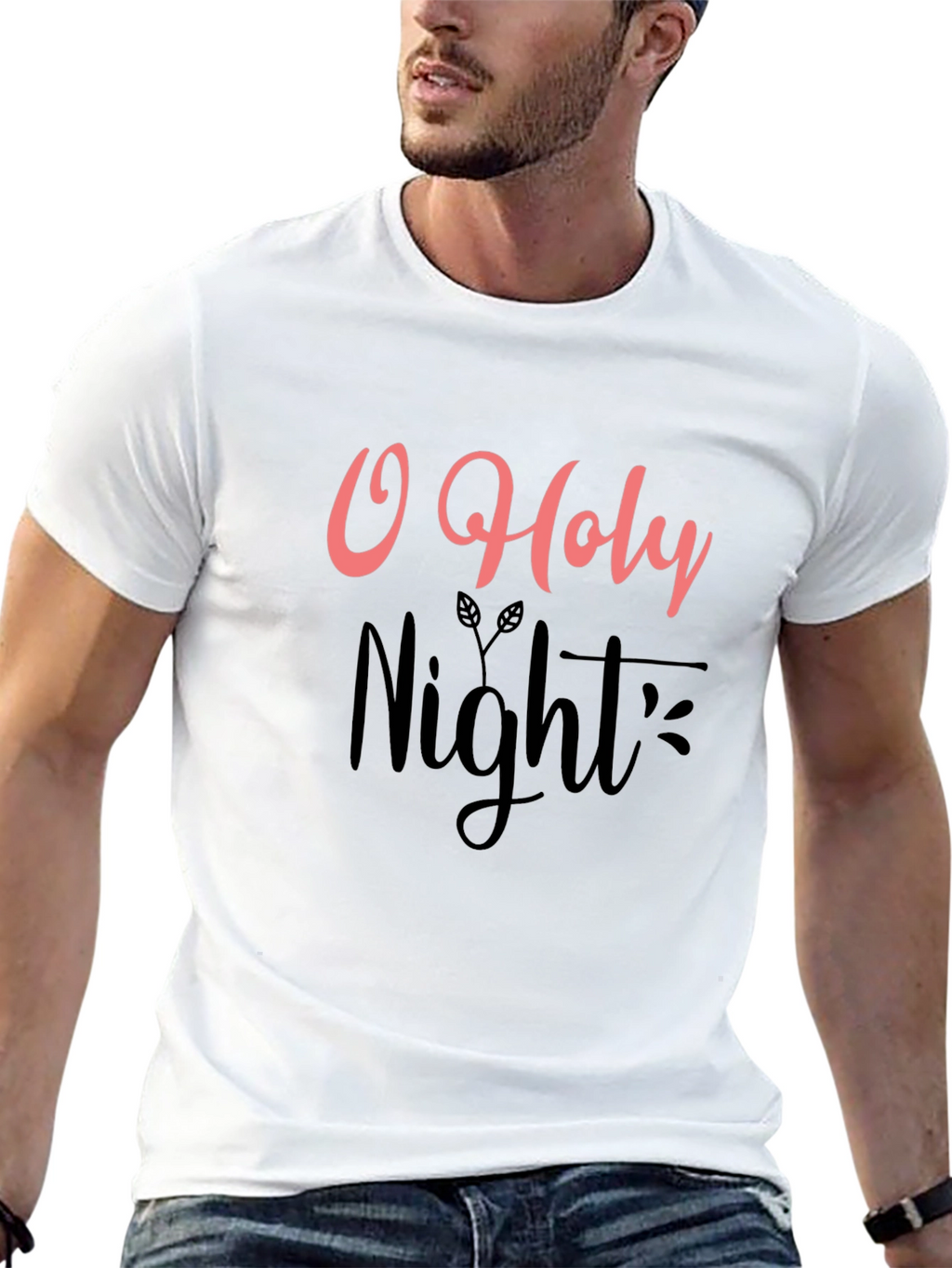 O Holy Night Graphic Tee - Black Holiday T-Shirt