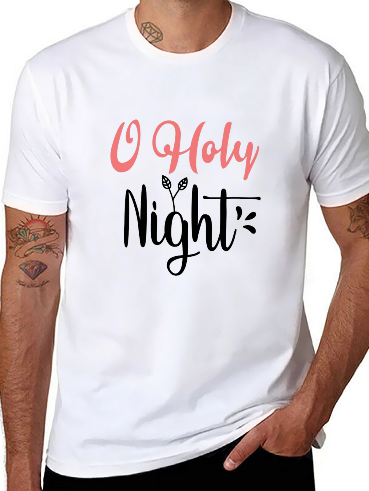 O Holy Night Graphic Tee - Black Holiday T-Shirt