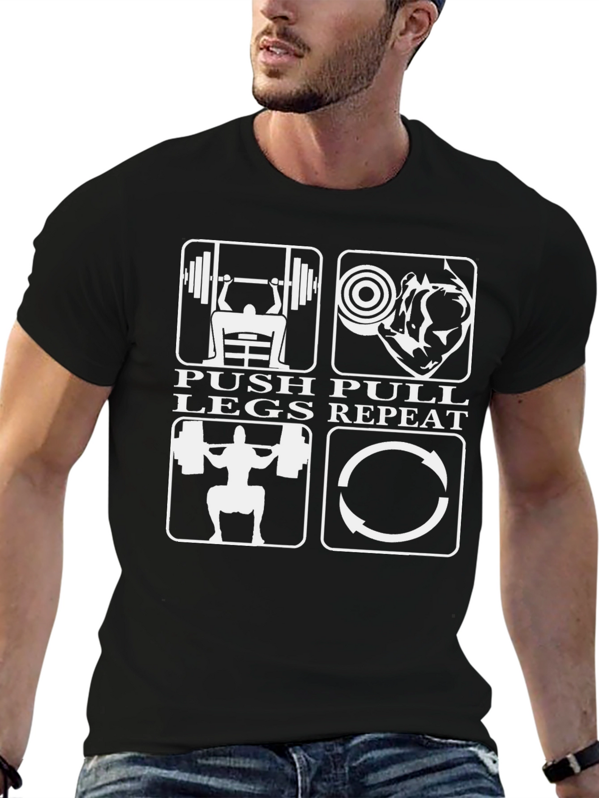 Push Pull Legs Repeat Gym Workout T-Shirt