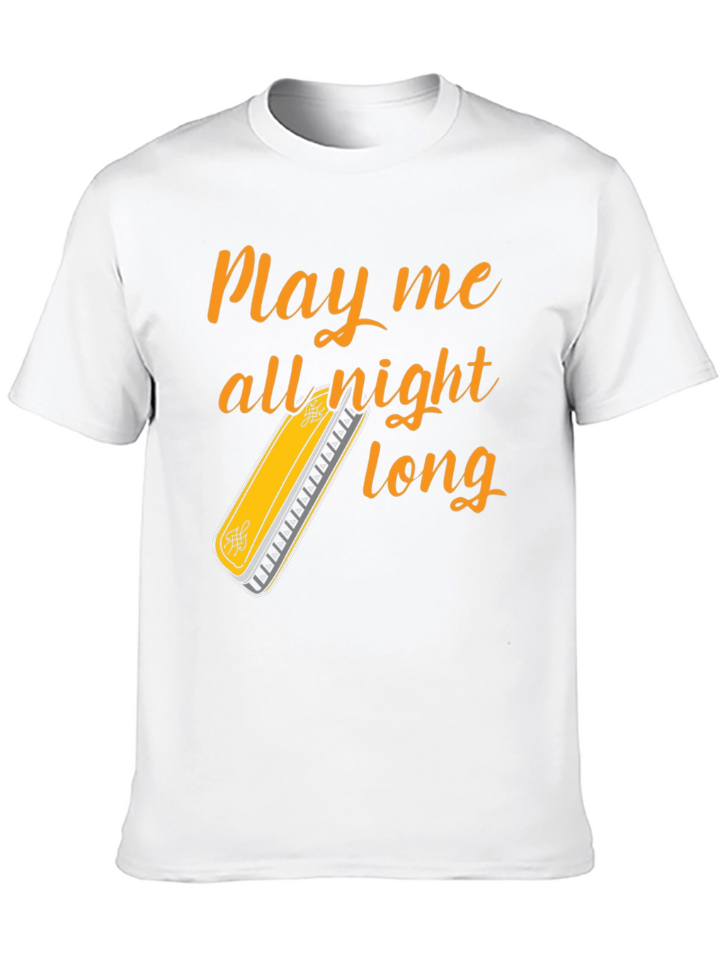 Play All Night Long T-Shirt - Harmonica Music Tee