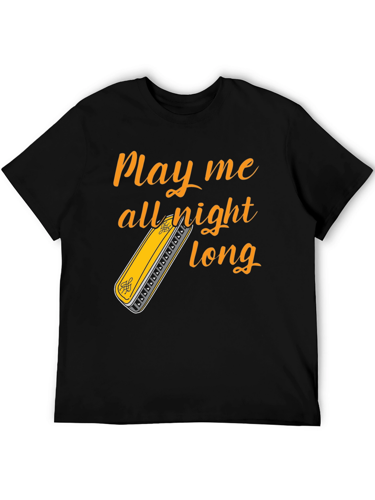 Play All Night Long T-Shirt - Harmonica Music Tee