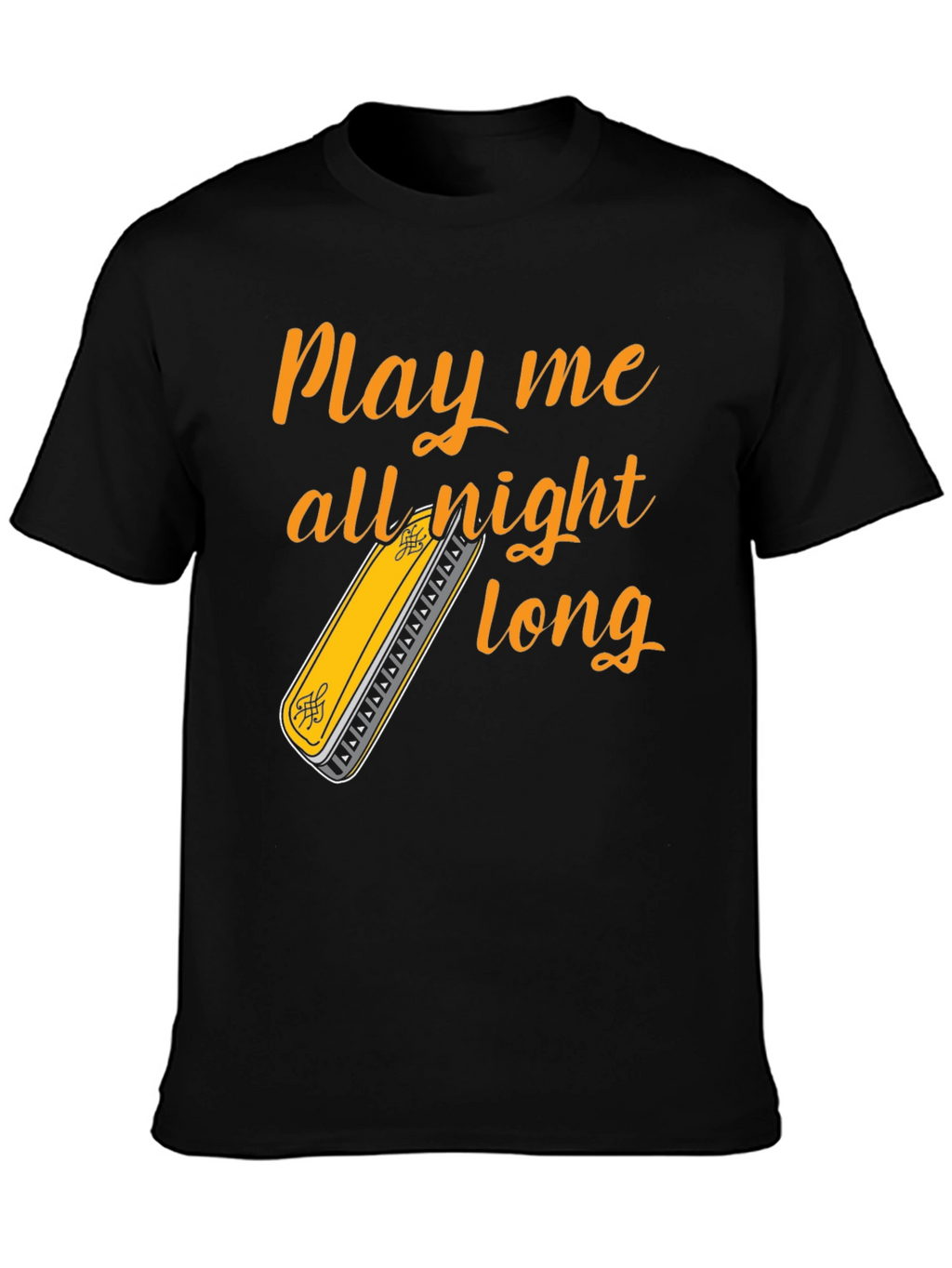 Play All Night Long T-Shirt - Harmonica Music Tee
