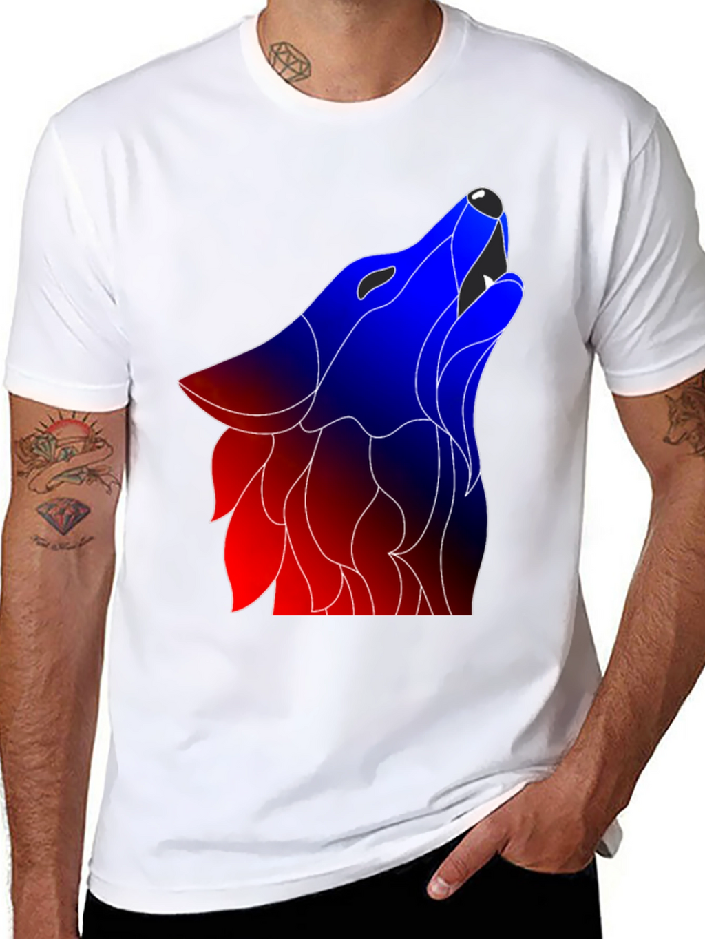 Wolf Graphic Tee - Modern Design Black Shirt