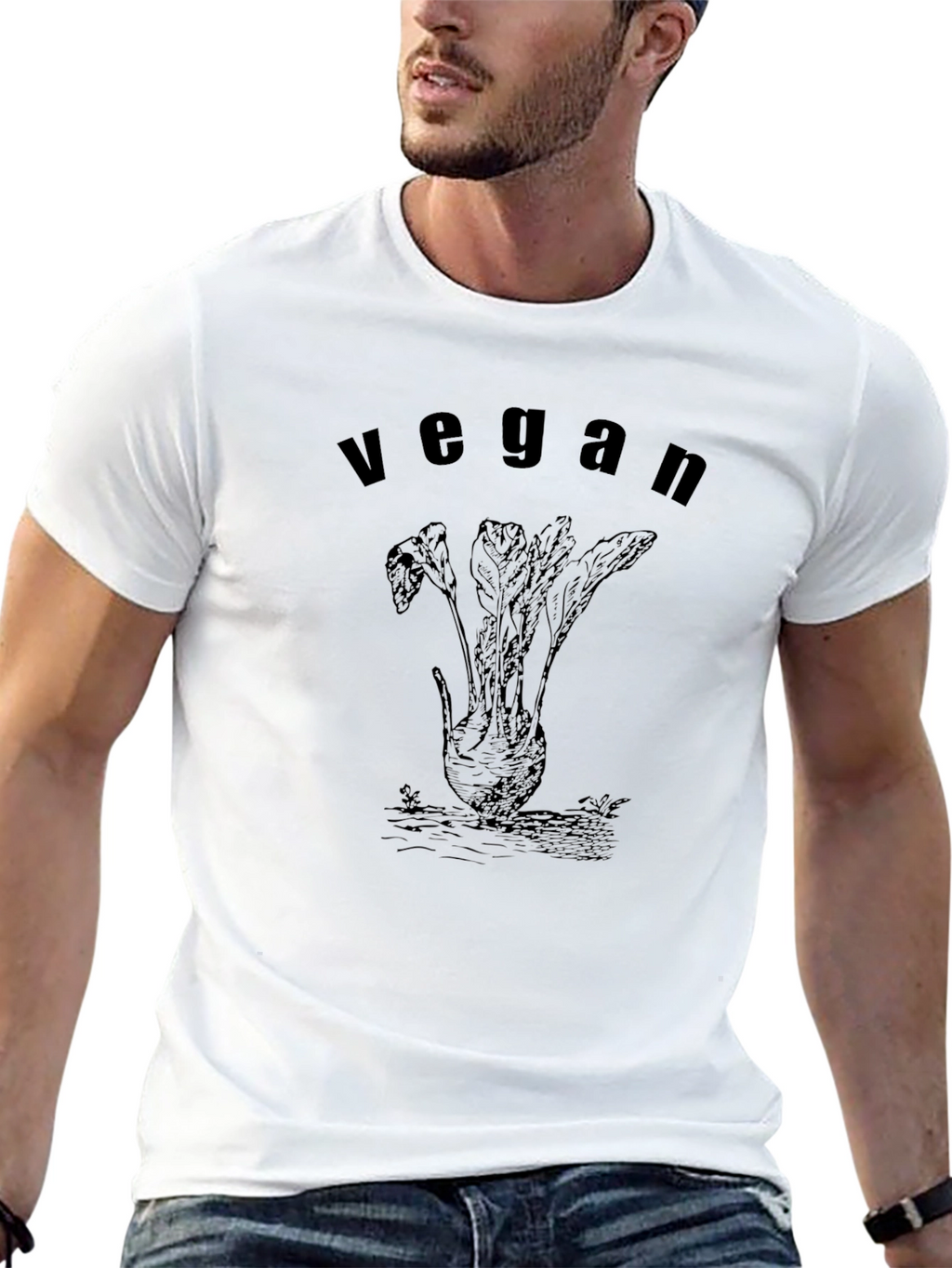 Vegan Root Vegetable Graphic Tee - Black Cotton