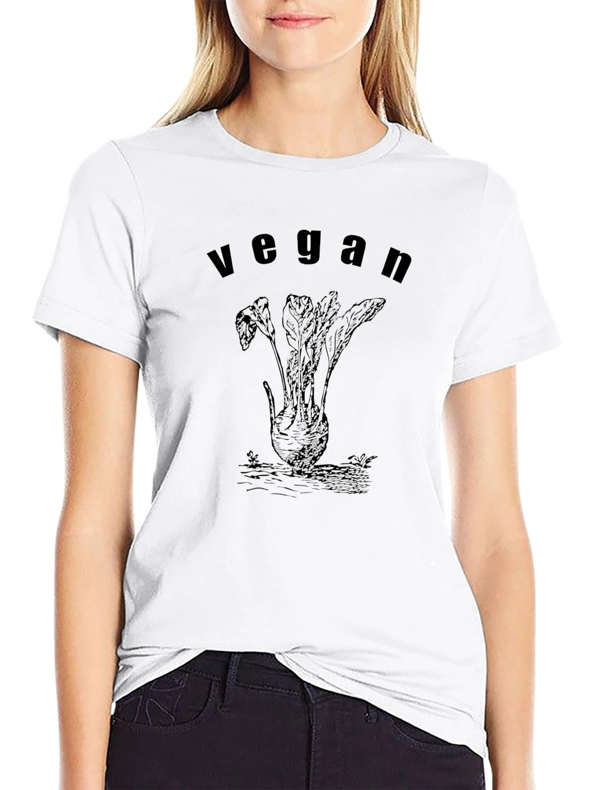Vegan Root Vegetable Graphic Tee - Black Cotton