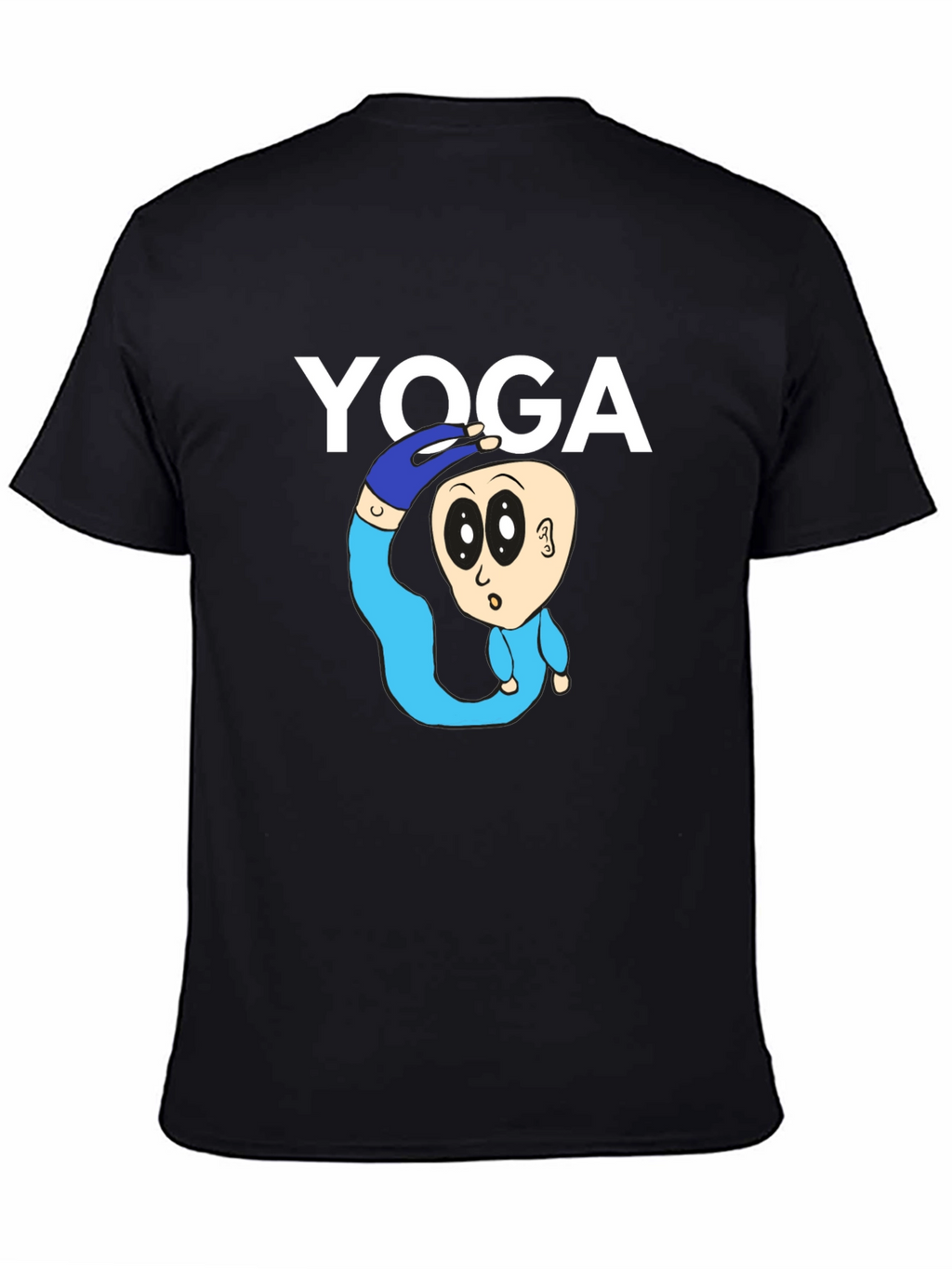 Yoga Cartoon Graphic Tee - Black Cotton Blend