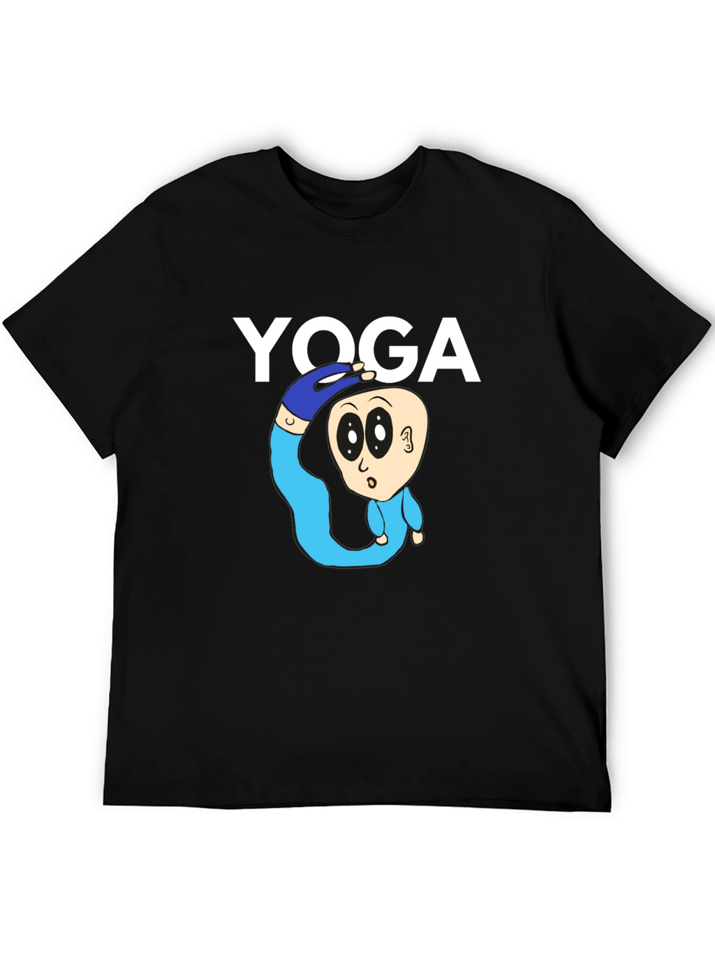 Yoga Cartoon Graphic Tee - Black Cotton Blend